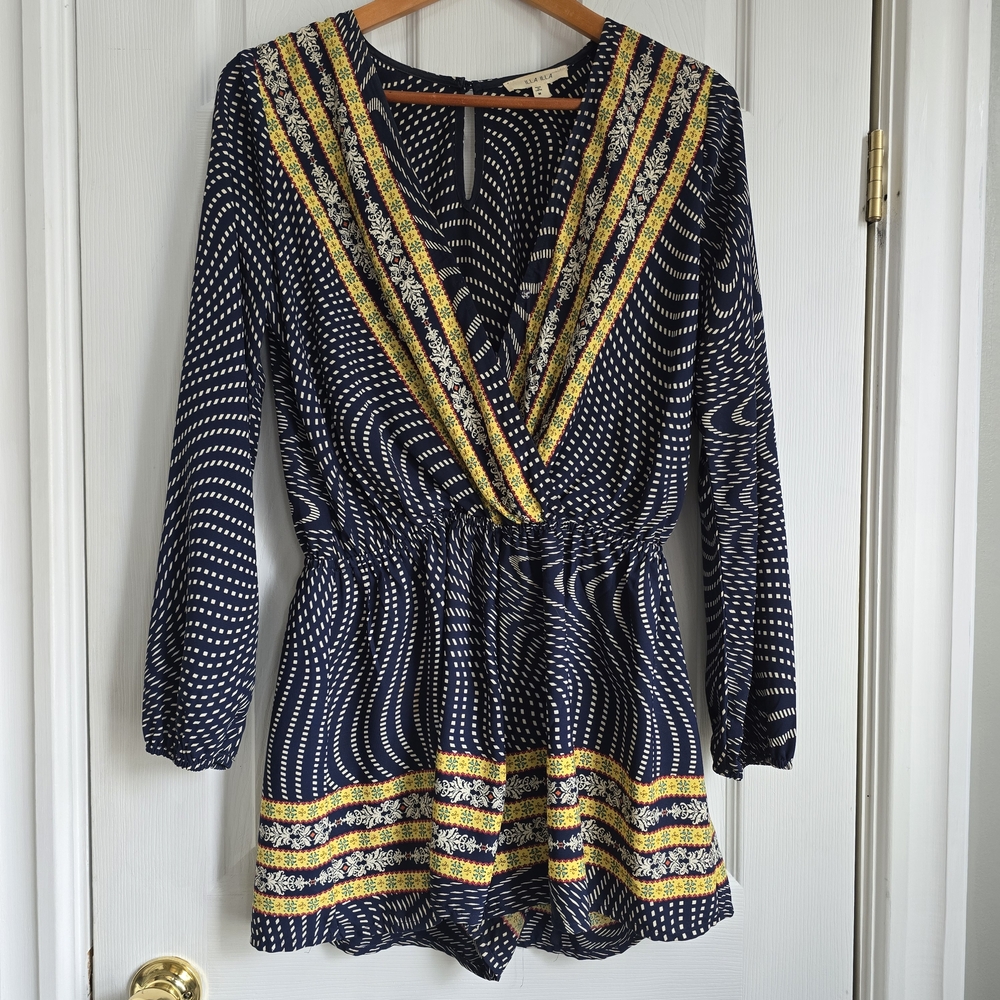 ILLA ILLA Navy and Yellow Patterned Jumpsuit